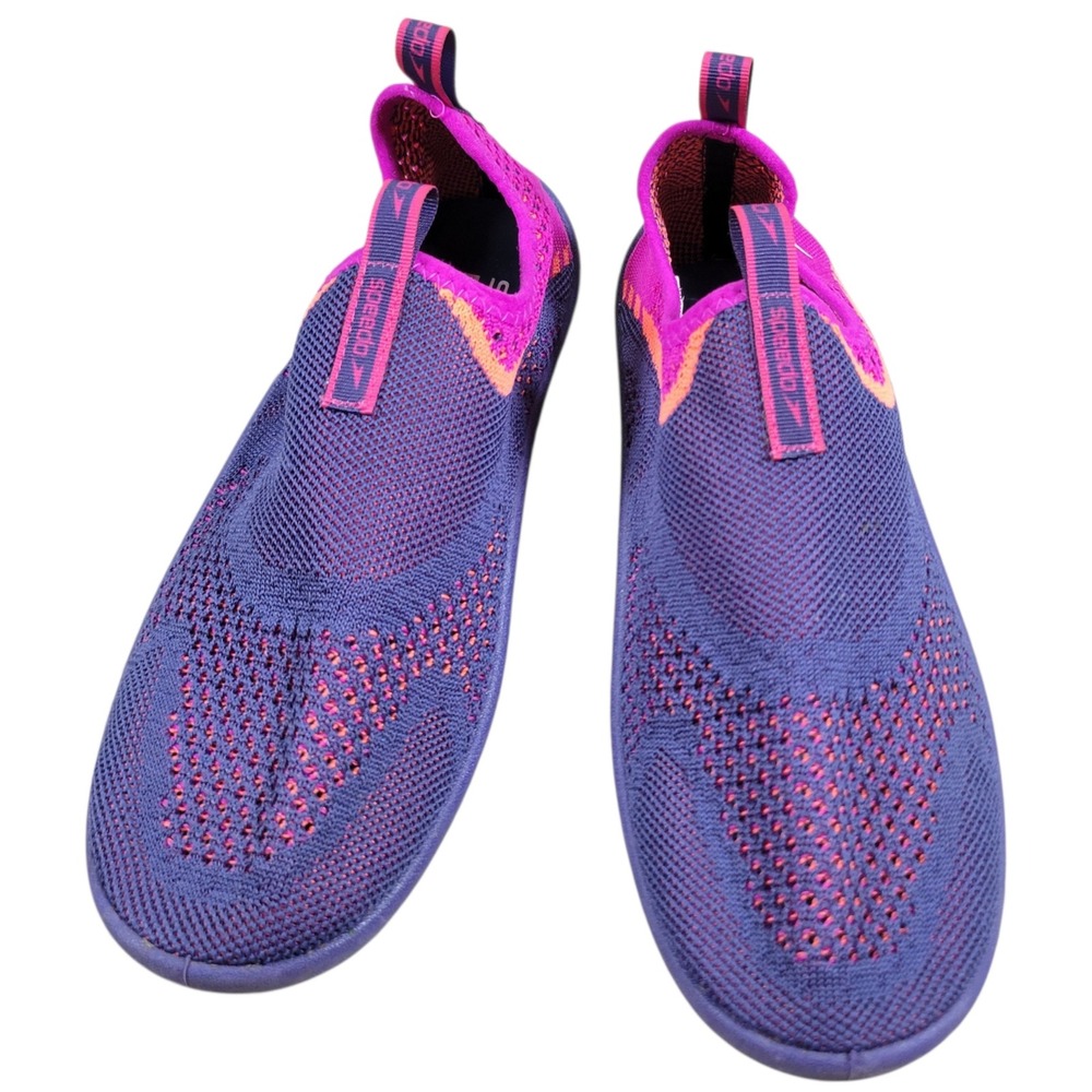 Speedo Surfwalker Water Shoes Womens 7/8 Purple Pink Knit Slip On Athletic Beach